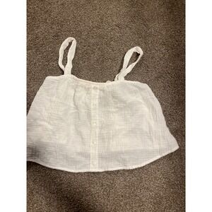 Colsie White Gauze Button Front Tank Top Womens